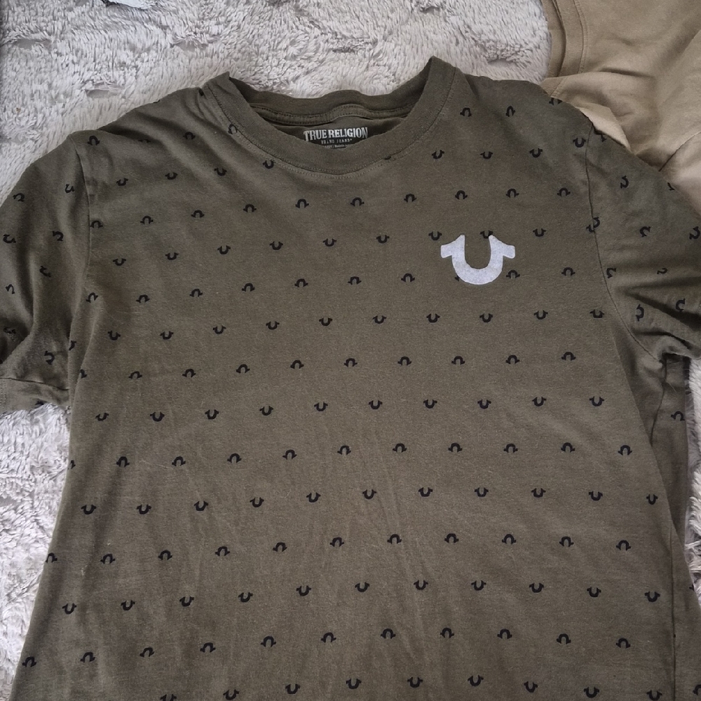 True Religion Khaki Men's Tee with Pattern